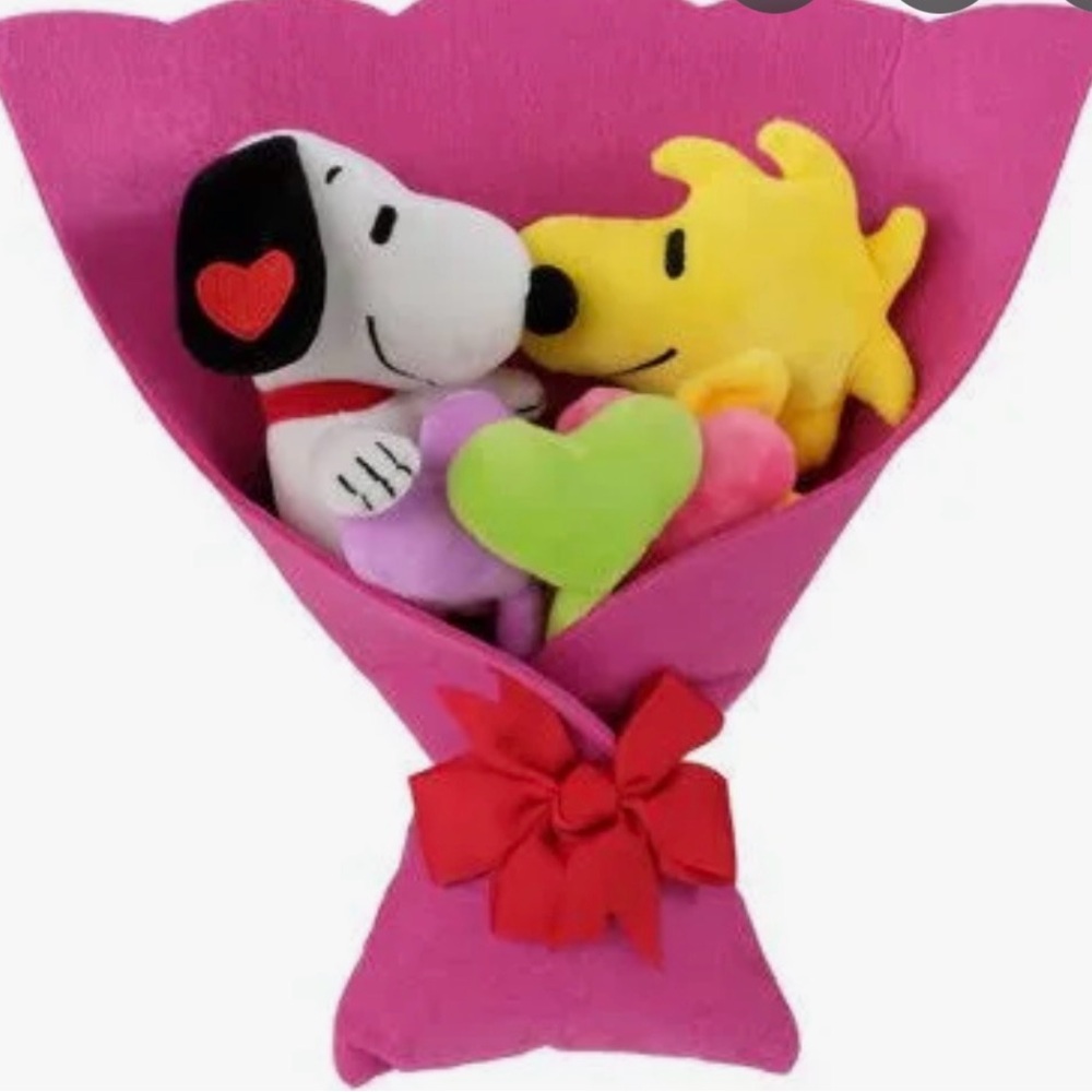 Snoopy and Woodstock Plush Dog Toy Bouquet - Pink